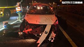 台南,車道,仁德,車流,國道,中秋連假,收假,車潮,自撞,翻覆,女駕駛（圖／翻攝畫面）