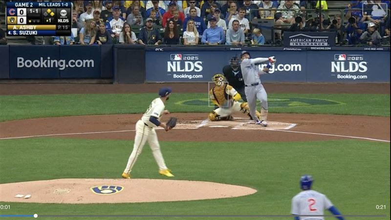 分區系列賽G2鈴木誠也1局上炸裂3分砲。（圖／翻攝自MLB網站）