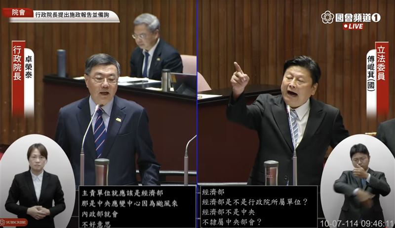 傅崐萁質詢狂吼卓榮泰。（圖／翻攝自國會頻道）