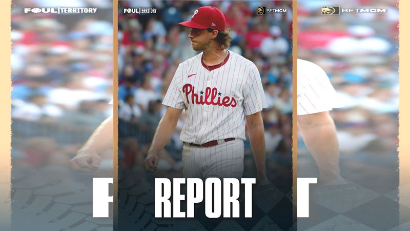 國聯分區系列賽G3費城人派諾拉（Aaron Nola）先發。（圖／翻攝自X @FoulTerritoryTV）