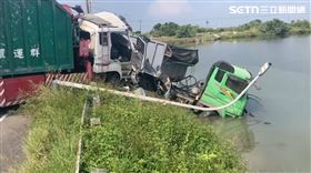 台南,安南區,大貨車,車禍,魚塭,OHCA（圖／翻攝畫面）