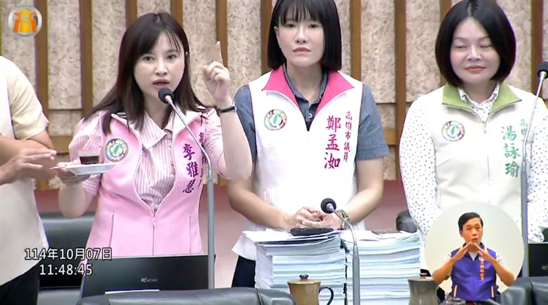 民進黨團議員李雅惠拿出翻轉布丁質詢。（圖／翻攝自高雄市議會）