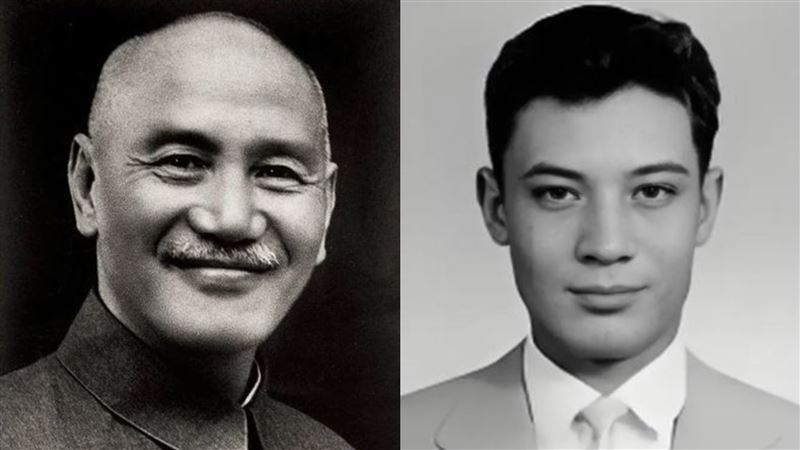 蔣孝文（右）年少時被警察抓，當警察問他家長是誰時，他指著牆上蔣介石（左）的照片說，那位就是我爺爺。（圖／翻攝自百度百科）