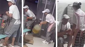 早餐店內突發意外，男子檢查電路時觸電，痛苦倒地。（圖／翻攝自魯中晨報）
