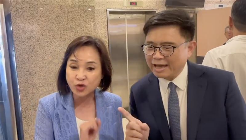 賴瑞隆與柯志恩在北部立法院一樓大廳爭執。（圖／翻攝畫面）