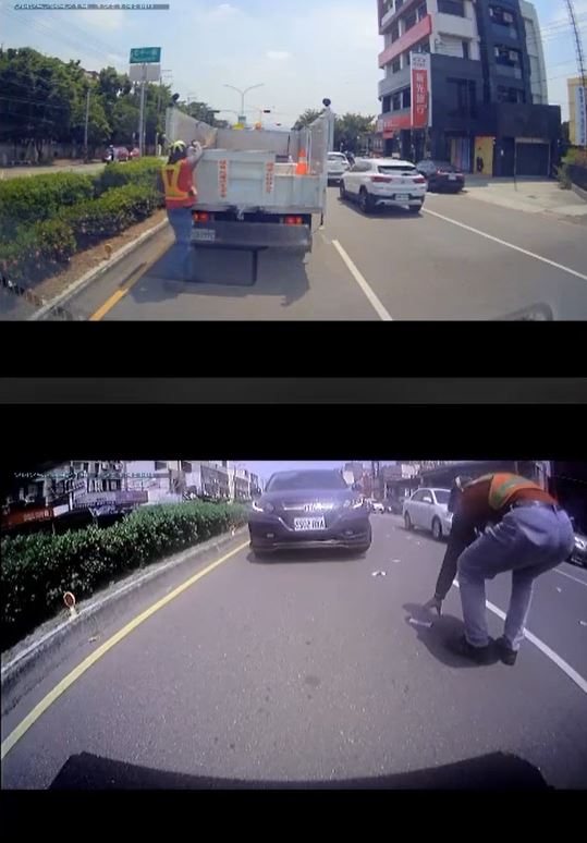 清潔隊員從路面、草叢、車體下撿拾掉落千元鈔票合計共5.9萬，最終物歸原主。(圖／台中市環保局提供)
