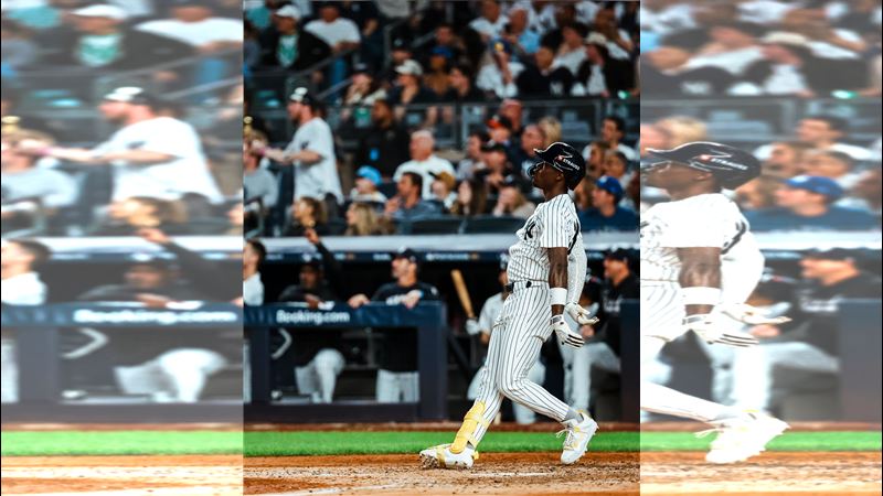 齊森姆（Jazz Chisholm Jr.）敲出超前陽春砲。（圖／翻攝自X平台 @Yankees）