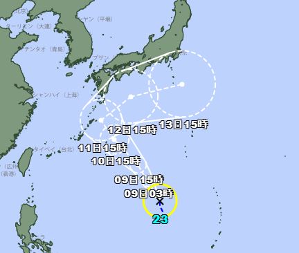 日本氣象廳資料顯示，娜克莉颱風生成，預計路徑會「大迴轉」。（圖／翻攝自日本氣象廳）