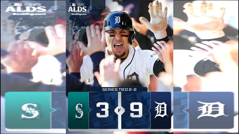 分區系列賽G4老虎以9：3擊敗水手。（圖／翻攝自MLB X）
