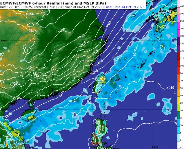 強勢的東北季風仍要等到下週末，才會南下來到台灣附近。（圖／翻攝自天氣風險 WeatherRisk）