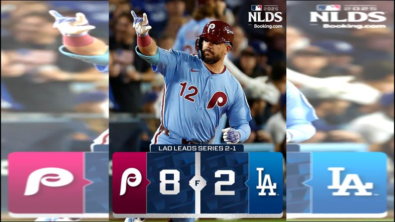 國聯分區系列賽G3道奇2：8慘敗費城人。（圖／翻攝自MLB X）