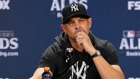 洋基G4淘汰，總教練布恩（Aaron Boone）不擔信自己會下台。（圖／美聯社／達志影像）