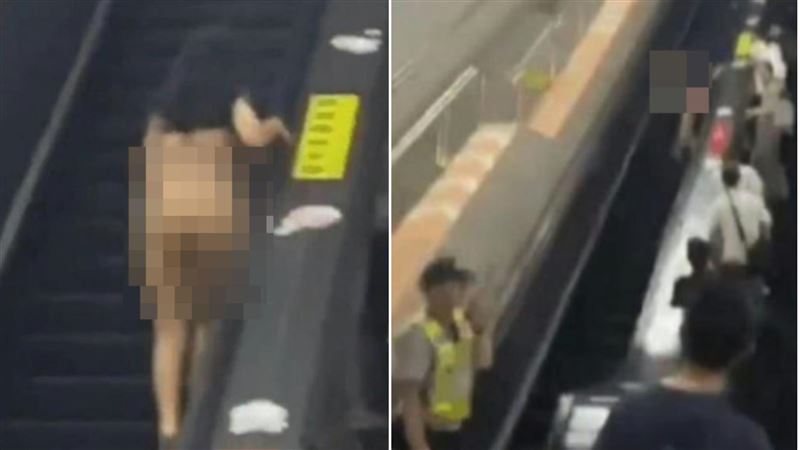 在澳門有民眾拍下，一位女子似乎沒穿衣服，奔跑著上手扶梯。（圖／翻攝自連登討論區）