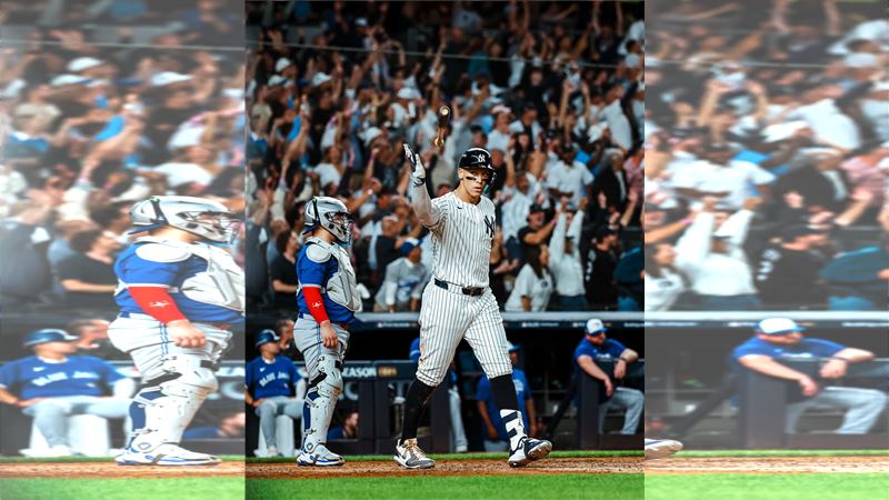 紐約洋基球星「法官」賈吉（Aaron Judge）G3一轟價值連城，不僅助隊搶下一勝續命，也是他個人季後賽背水一戰的第6轟，追平「老爹」歐提茲，並列大聯盟歷史第一。（圖／翻攝自X平台 @Yankees）