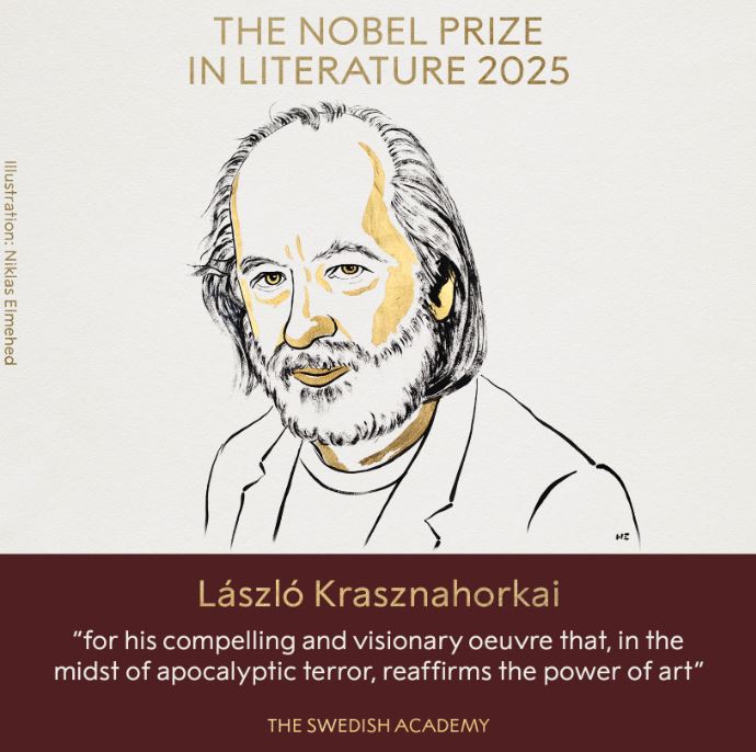 諾貝爾文學獎得主揭曉。（圖／翻攝自X@NobelPrize）