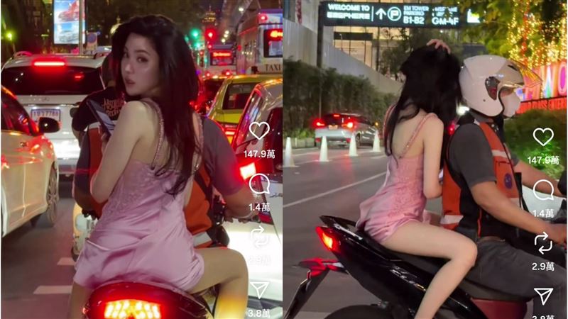 Janistar穿性感睡衣坐機車影片，吸引百萬網友觀看。（圖／翻攝自Janistar IG）