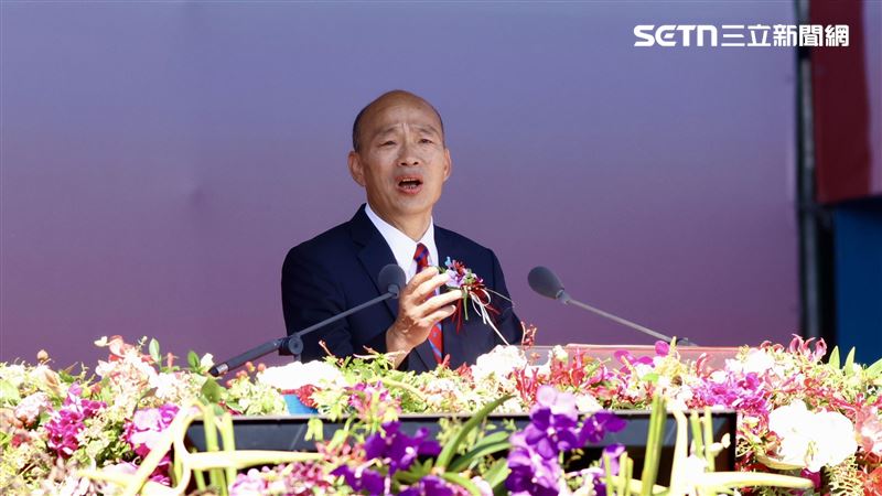 韓國瑜在國慶典禮慷慨激昂的致詞內容引發外界聯想。（圖／記者鄭孟晃攝影）