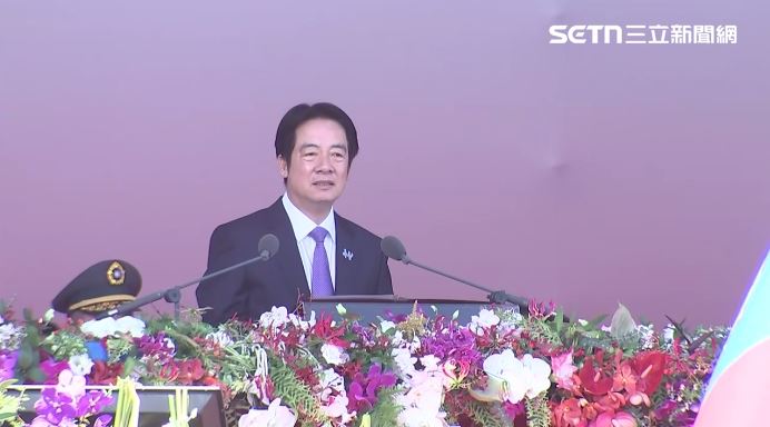 總統賴清德國慶演說，強調台灣經濟成長率超越中國。（圖／翻攝畫面）