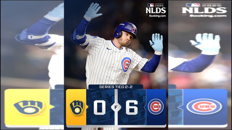 國聯分區系列賽G4小熊6：0完封釀酒人。（圖／翻攝自MLB X）