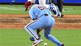 國聯分區賽G4費城人投手柯克林（Orion Kerkering）再見暴傳。（圖／美聯社／達志影像）