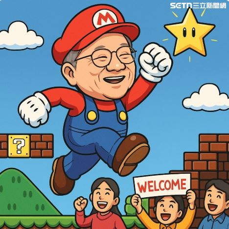 面對北士科卡關風暴，只有輝達黃仁勳能開啟「無敵星星模式」穩坐局中，所有人都會自動為他排除萬難。（示意圖／AI製圖）