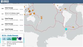 南美洲德雷克海峽發生規模7.8強震。（圖／翻攝自美國地質調查所官網）