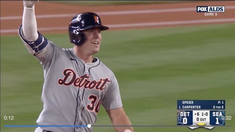卡本特（Kerry Carpenter）敲出逆轉比數2分砲。（圖／翻攝自MLB官網）