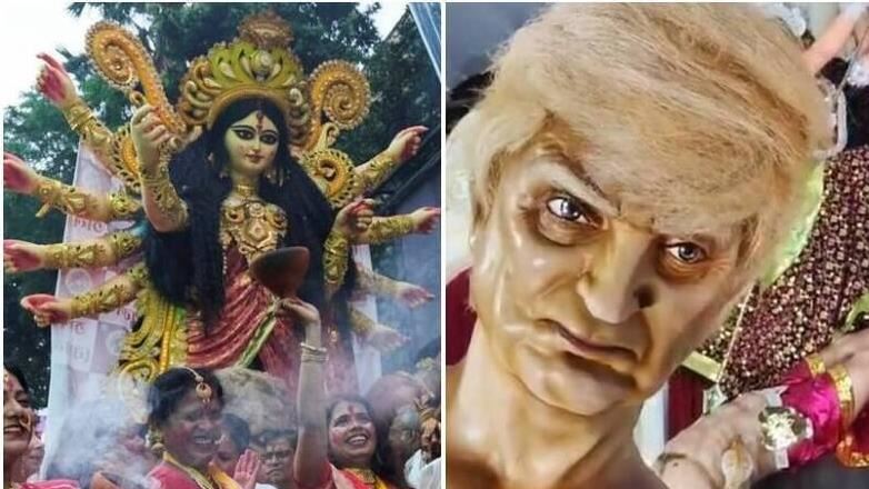 杜爾迦節見川普像!印度女神痛扁現代惡魔