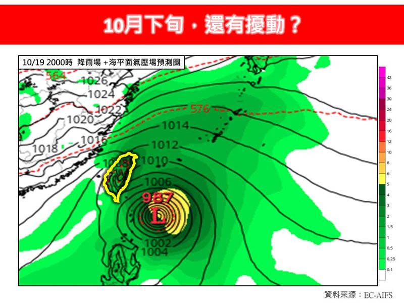 這天迎「冷空氣」狂降10度,恐有熱帶擾動發展。(圖/翻攝自林老師氣象站臉書)
