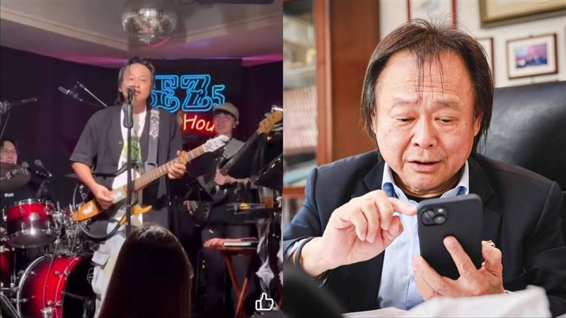 賴銘偉（左）飆唱《沒出息》，被說撞臉王世堅（右）。（組合圖／翻攝自臉書）