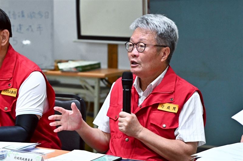行政院政務委員陳金德出席「光復鄉災後復原專案中央前進協調所」記者會（圖／行政院提供）