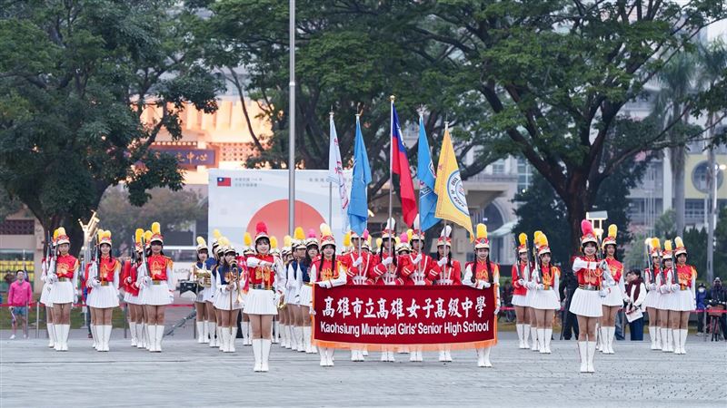 橘高校吹奏樂部與農大二高吹奏樂部此行來台將與高雄女中樂儀隊交流。（圖／文總提供）