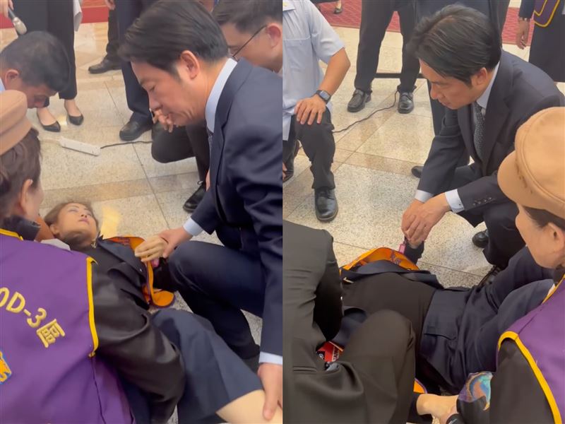 女獅友突然在賴清德面前昏倒，賴清德秒化身「賴醫師」蹲下來診斷（圖／邱議瑩辦公室提供）