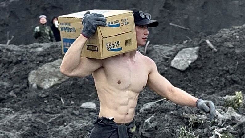 男團成員組「肌肉戰隊」號召百人花蓮救災