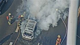 新北,事故,國道,火燒車,車道,消防,救援,林口（圖／翻攝自高公局網站） 