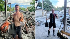 Hew貼出救災初期（左圖）以及近日同一地點的照片（右圖），災區「前後對比」畫面驚人。（圖／翻攝自Threads@hewwanders）