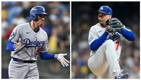 史奈爾（Blake Snell）8局無失分好投加上佛里曼（Freddie Freeman）陽春砲替道奇國聯冠軍賽G1奪勝。（圖／美聯社／達志影像）