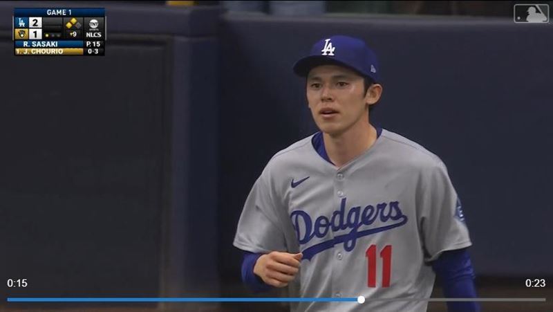 佐佐木朗希在國聯冠軍賽首度失分。（圖／翻攝自MLB官網）