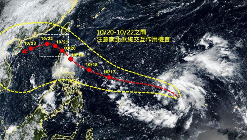 吳聖宇分析96W未來的路徑，提醒留意可能發生「共伴效應」。（圖／翻攝自「天氣職人-吳聖宇」臉書）