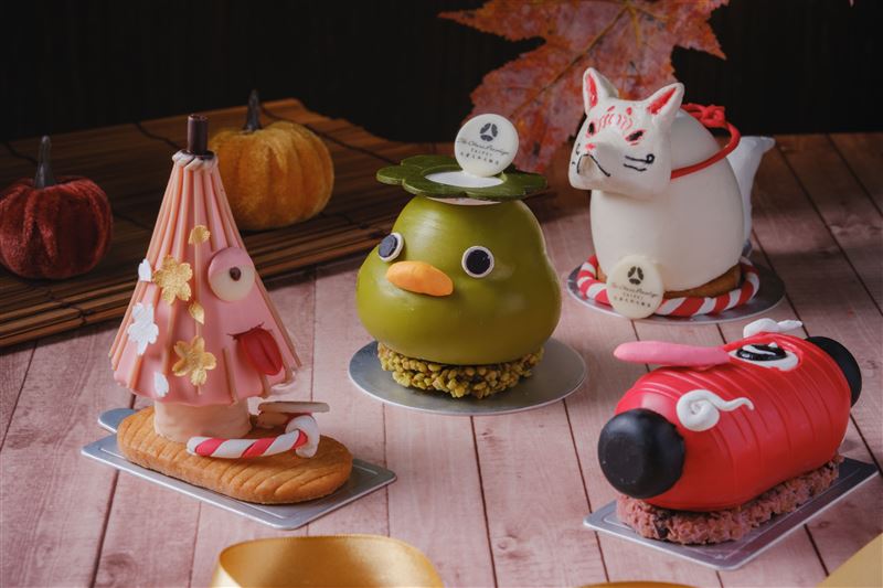 The Nine烘焙坊推出以日本經典妖怪(お化け,Obake)為主題的「萌鬼甜點系列」。(圖/飯店旅宿業者提供)