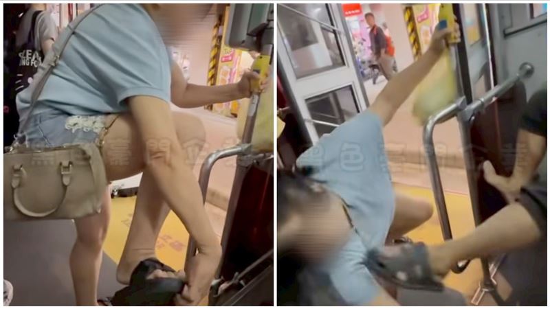 公車格鬥場!她休戰「回頭撿鞋」送頭吃腳