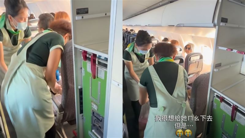 嗑7便當邊吃邊吐　空服跪地清理狂道歉