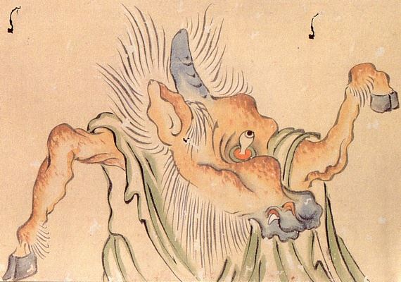 《百鬼夜行繪卷》1832年的馬鹿畫像。（圖／翻攝自維基百科）
