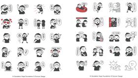 Duncan以柔和筆觸與「蒲公英」「光芒」元素設計公益貼圖，呼應「讓陪伴成為力量」主題。（圖／LINE提供） 