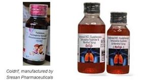 美國食品藥物管理局公布印度「毒糖漿」照片，提醒民眾勿購買進口藥品，以免副作用危及生命。(圖／翻攝FDA官網)