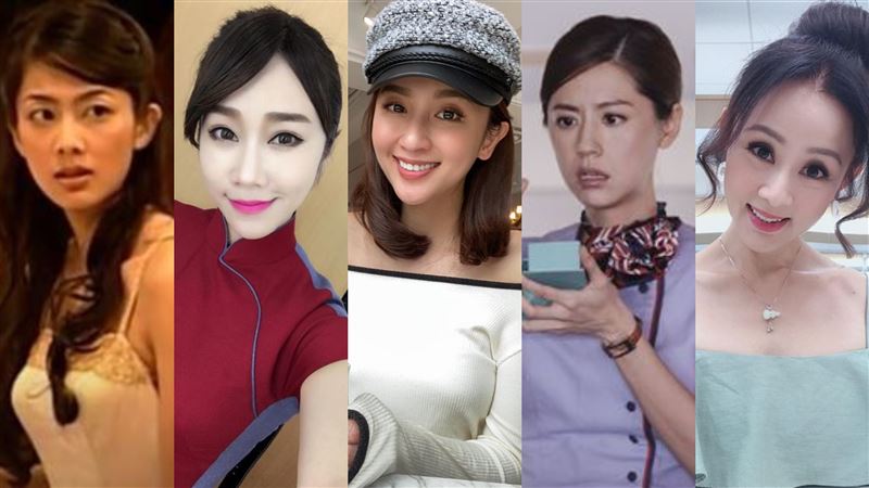 錢韋杉（左起）、林佩瑤、蔡逸帆、林予晞、兵家綺，都曾擔任空服員。(合成圖／資料照、翻攝自臉書及YT、天晴娛樂提供)
