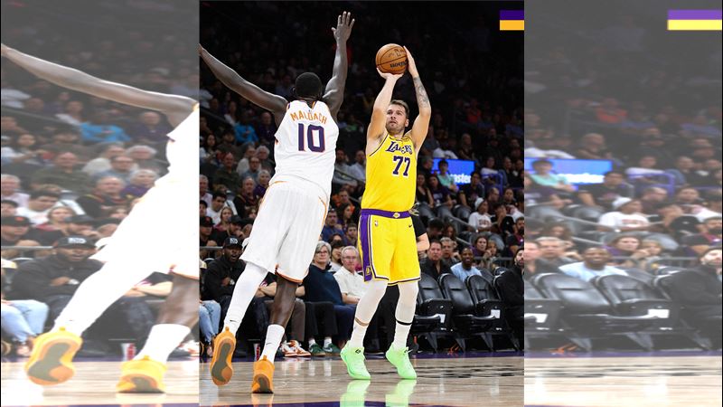 東契奇（Luka Doncic）熱身賽首秀拿下全隊最高25分。（圖／翻攝自X平台 @lakers）