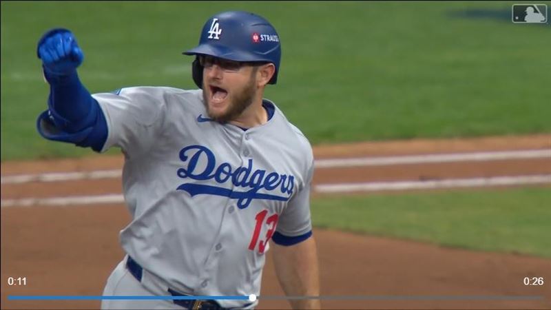 孟西（Max Muncy）炸裂季後賽生涯第14轟，獨居道奇隊史第1。（圖／翻攝自MLB官網）