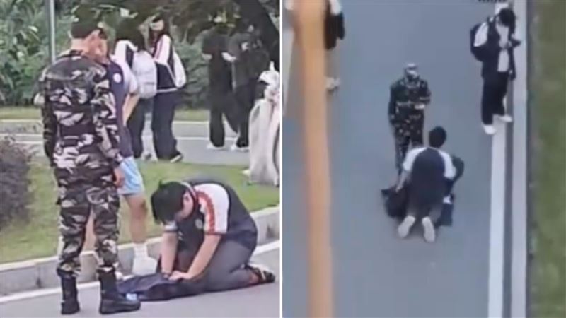 帶「行動電源」被抓　學生跪地哭求饒
