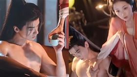 中國短劇《折腰》15日上線後，其中一場「浴池療傷」尺度超大，全劇上線不到一天就被下架。（圖／翻攝自微博）